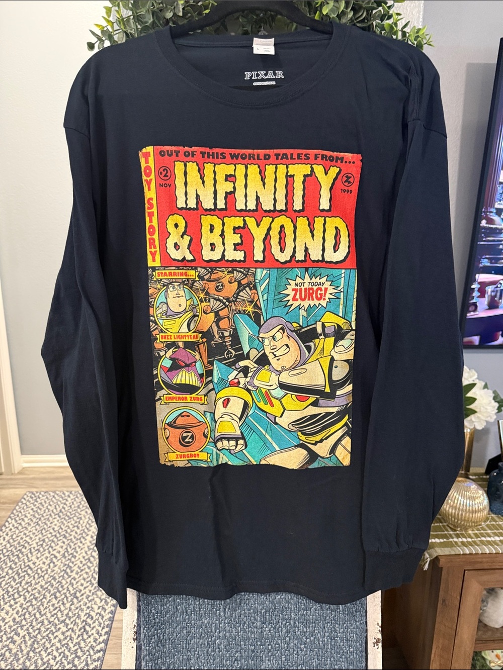 Rare Toy Story 'Infinity&Beyond' Men’s Black Long-Sleeve Graphic Tee- Never Worn